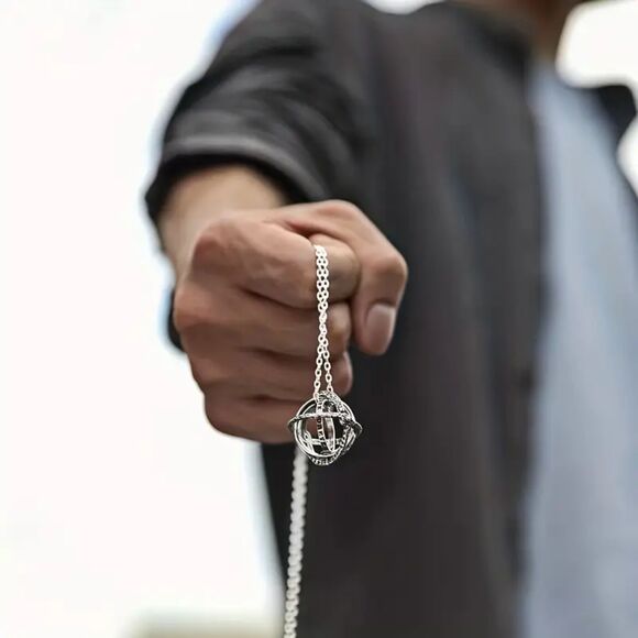 The Explorer: Silver Astronomical Sphere Ring & Spinning Pendant Charm - Picture 3 of 3